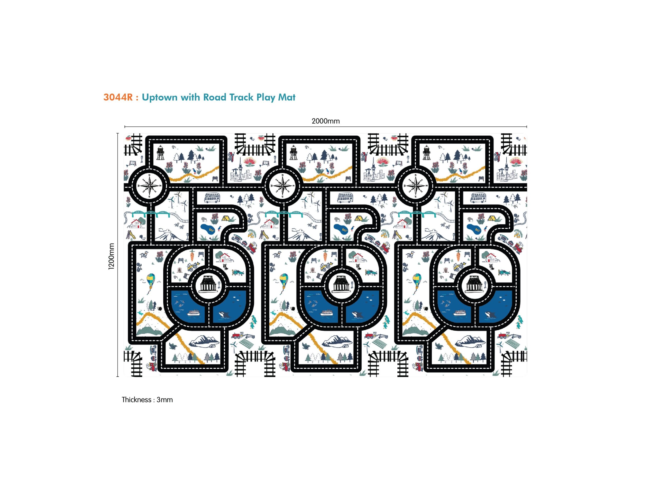 3044R - UPTOWN WITH ROAD TRACK PLAY MAT | sunta.com.my